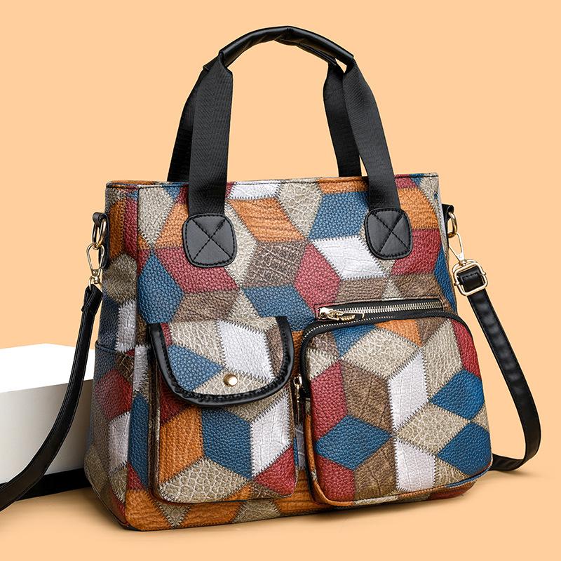 Retro bag, soft leather, fashionable fashion item, double pocket, single shoulder, diagonal cross bag