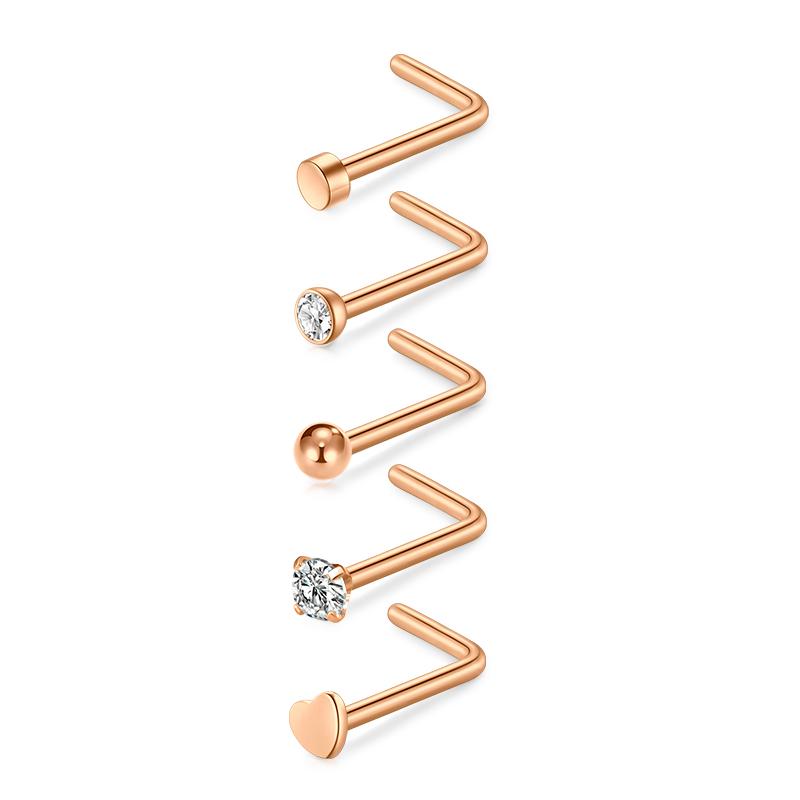 5/6/21 Stück 20G Nasenstecker Edelstahl Nasenflügelstecker Schrauben Nasenring Hoop Körperpiercing Silber Gold Farbe Herz Nasenstecker