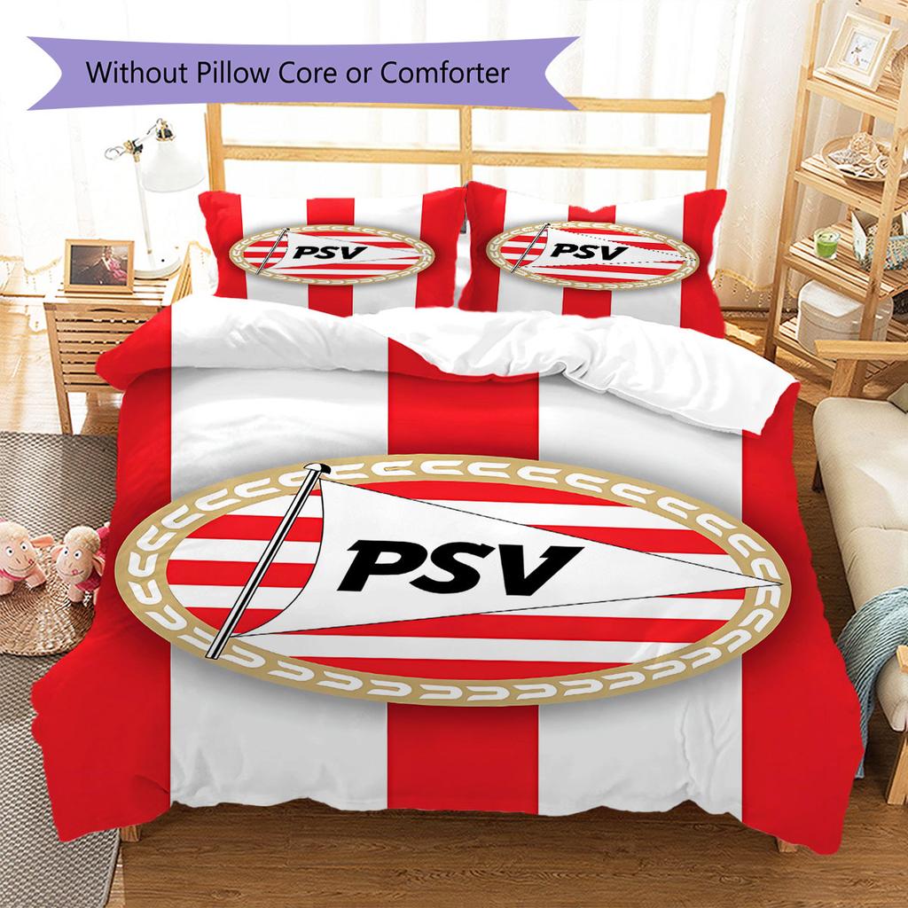 PSV Eindhoven Pattern Bedding,Quilt Set Quilt Cover Pillowcase Home Birthday Gift(1 * Duvet Cover + 2 * Pillowcase, Without Core)