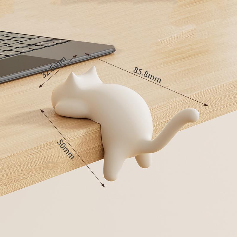 Cute Cat Tail Key Hook Multifunctional Table Edge Keychain Holder Portable Punch Free Hooks Desktop Cat Hook for Saving Space