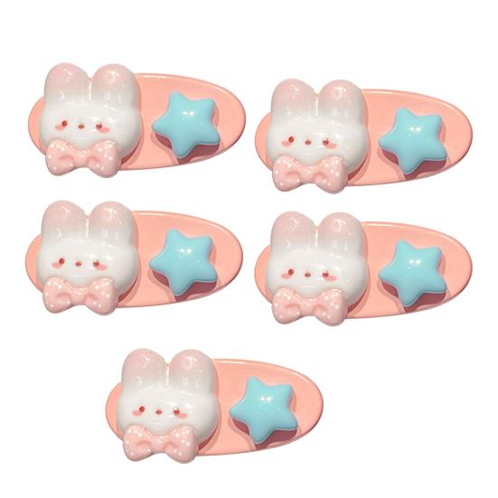 5 Stück Mädchen Haarspange Cartoon Hase Stern Dekor Haarspange Keine Kopfhaut Seitenpony Haarspange Kindliche Haaraccessoires