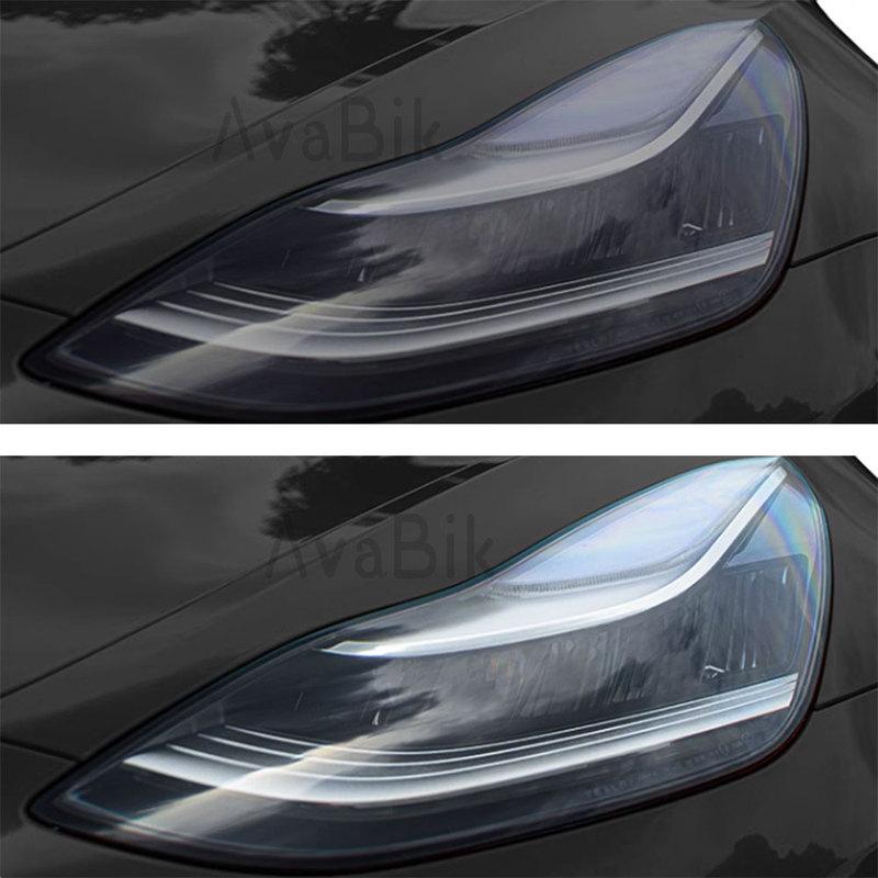 For Tesla Model 3 Y 2017- TPU Modified Black color-changing film Blackened Headlight Taillight Foglight Protective Film