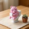 Funny Shelf Decors Pig On Toilet Figurine, 3D Printed Small Bathroom Counter Accent for Sink Area Styling, Desk Display, Bookshelf Decors, and Space