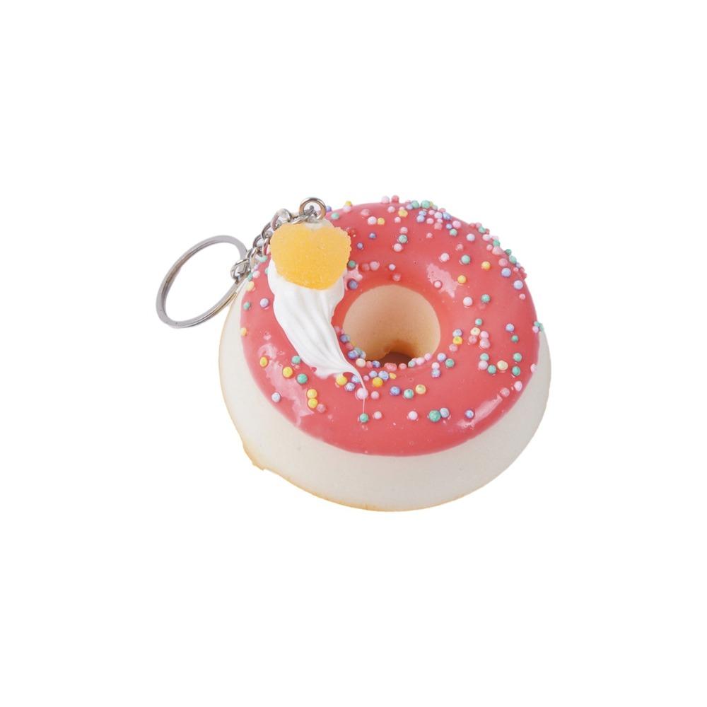 Quick Rebound Donut Bread Squeeze Toy Keychain Simulated Food Slow Rebound Keyring New Year Gift
