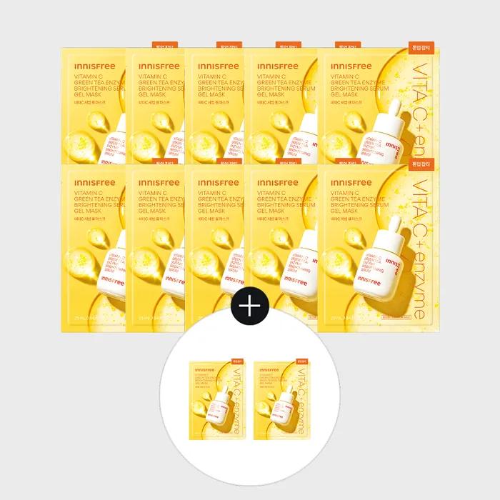 Vitamin C Green Tea Enzyme Blemish Toning Serum Gel Mask 10 Sheets (+2 Free Sheets)