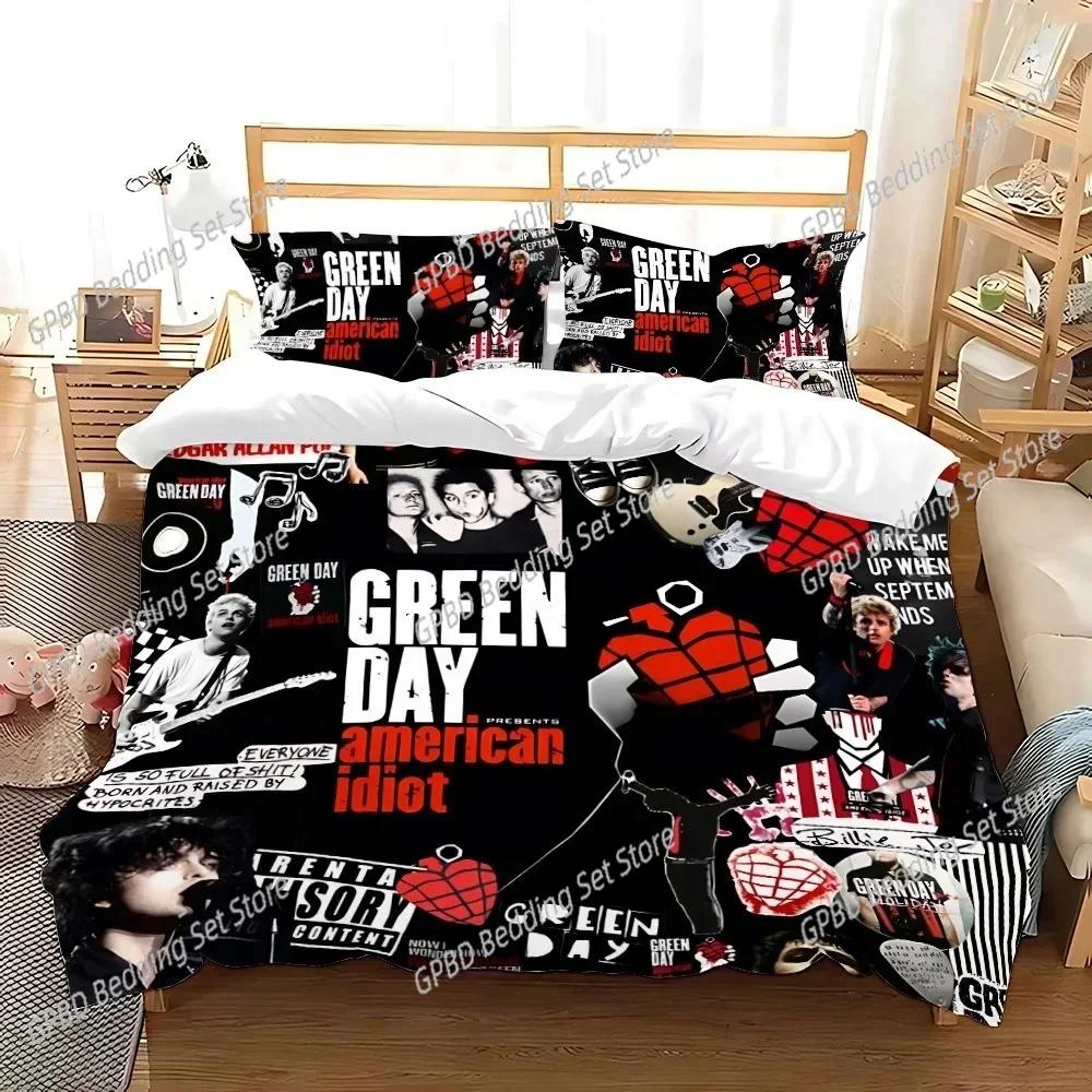 Green Day 'AMERICAN IDIOT 3D NOU Huse de pilotă Huse de pernă Set de lenjerie de pat Decorare Dormitor Adult Fată Copii Single Dublu Mare