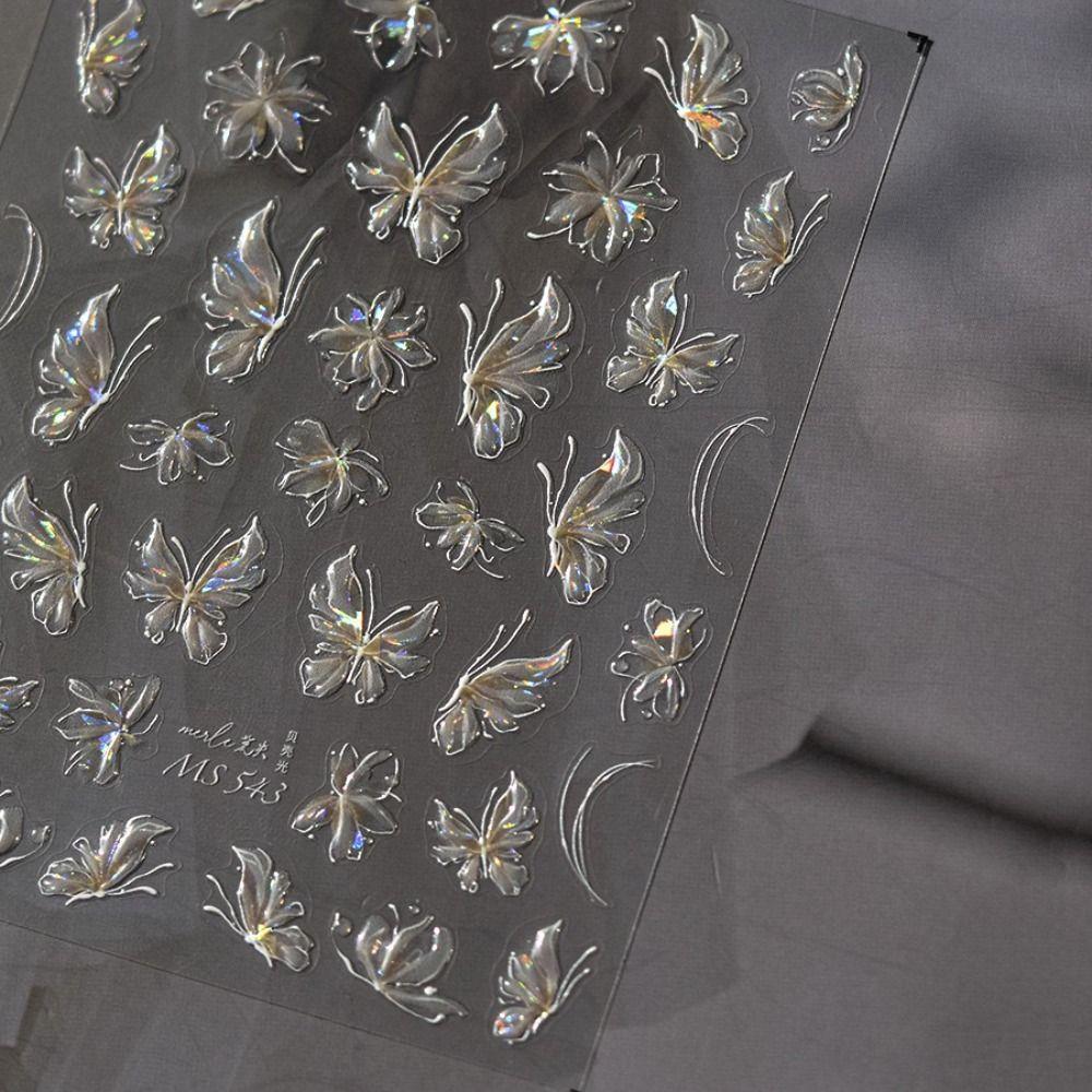 Self Adhesive Flower Nail Stickers 5D Nail Decals DIY Shell Light Nail Stickers Women