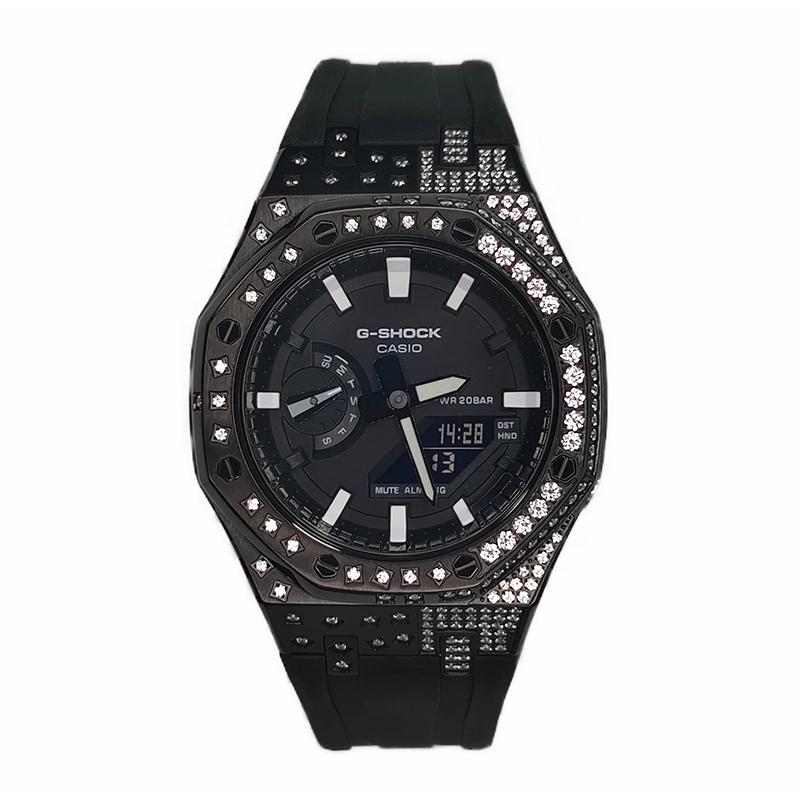 

CASIO Custom Collection Quartz Movement Fluoroelastomer Strap Watch Men s Watches Black Dial GA-2100-1A1(Watch3--LV) Black LV panda