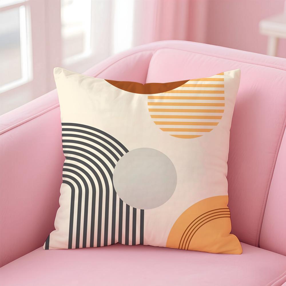 Retro geometric abstract print Cushion Cover Pillowcase Short Plush Invisible zipper Room Sofa Cushion Cover