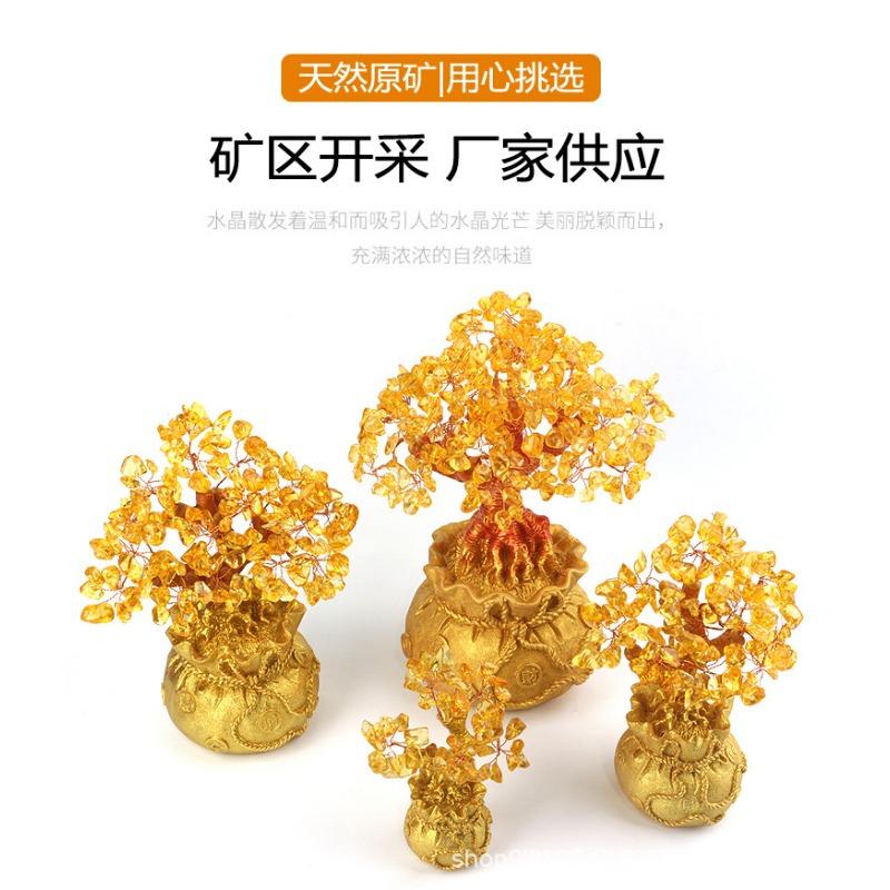 Crystal Tree Crystal Ornaments Money Bag Tree Home Craft Resin Money Bag Gift Wholesale Crystal Ornaments New Year Decoration