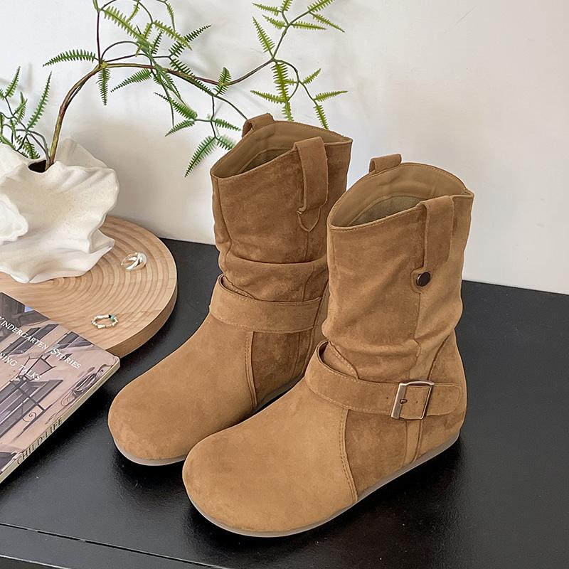 Women's 2025 Autumn and Winter New Mid-calf Boots with Built-in Height-enhancing Heeled Boots