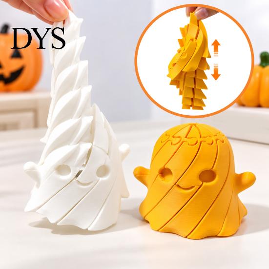 Cute Ghost Figurine 3D Printed Fidget Toy, Flexible Slippery Sensory Toy for Kids Adults, Tactile Play Stress Relief Halloween Desk Decoration