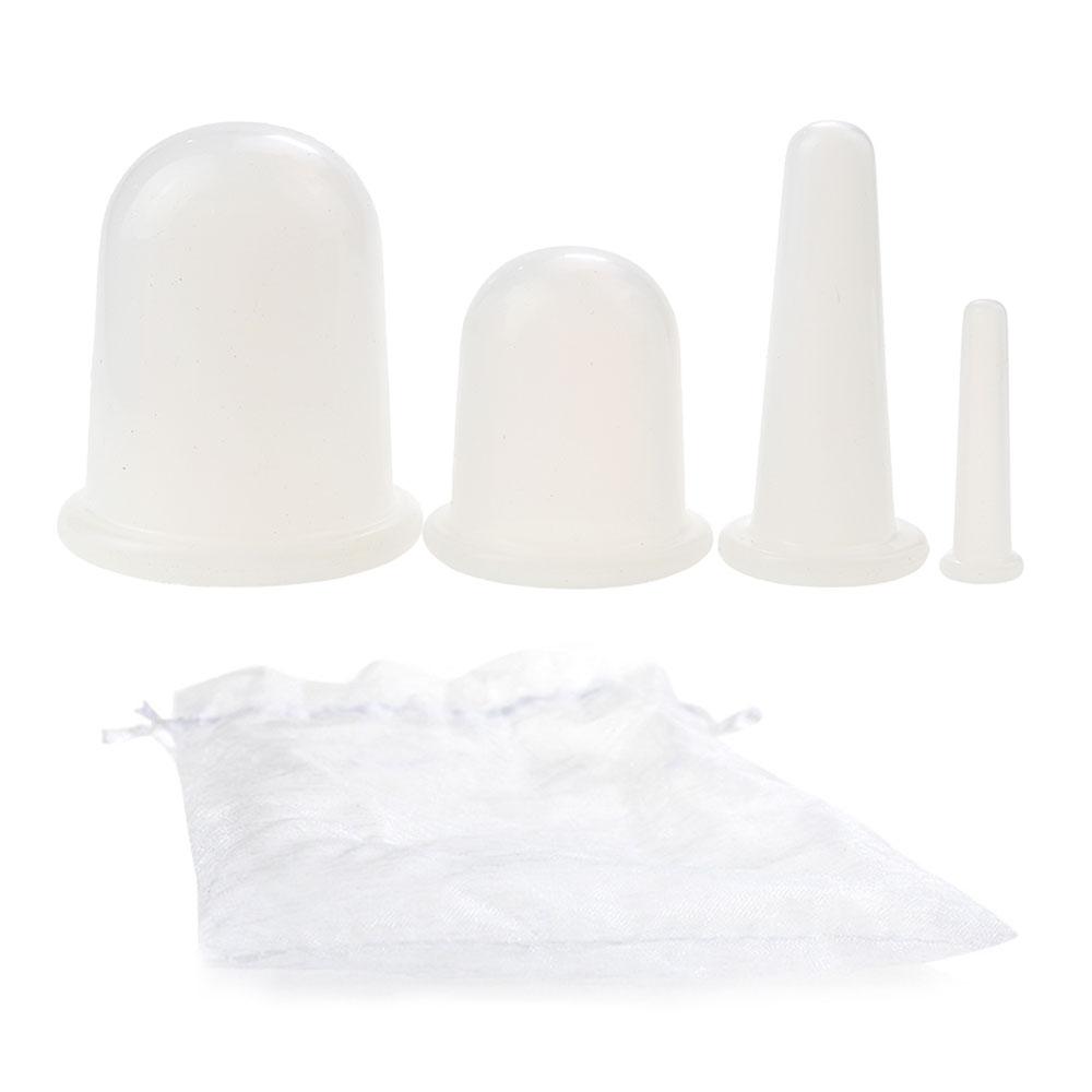 4-teiliges Silikon-Vakuum-Schröpfset, Schröpfgläser, Dosen, Saugnapftherapie, Rücken- und Körperentgiftungsmassage, Anti-Cellulite