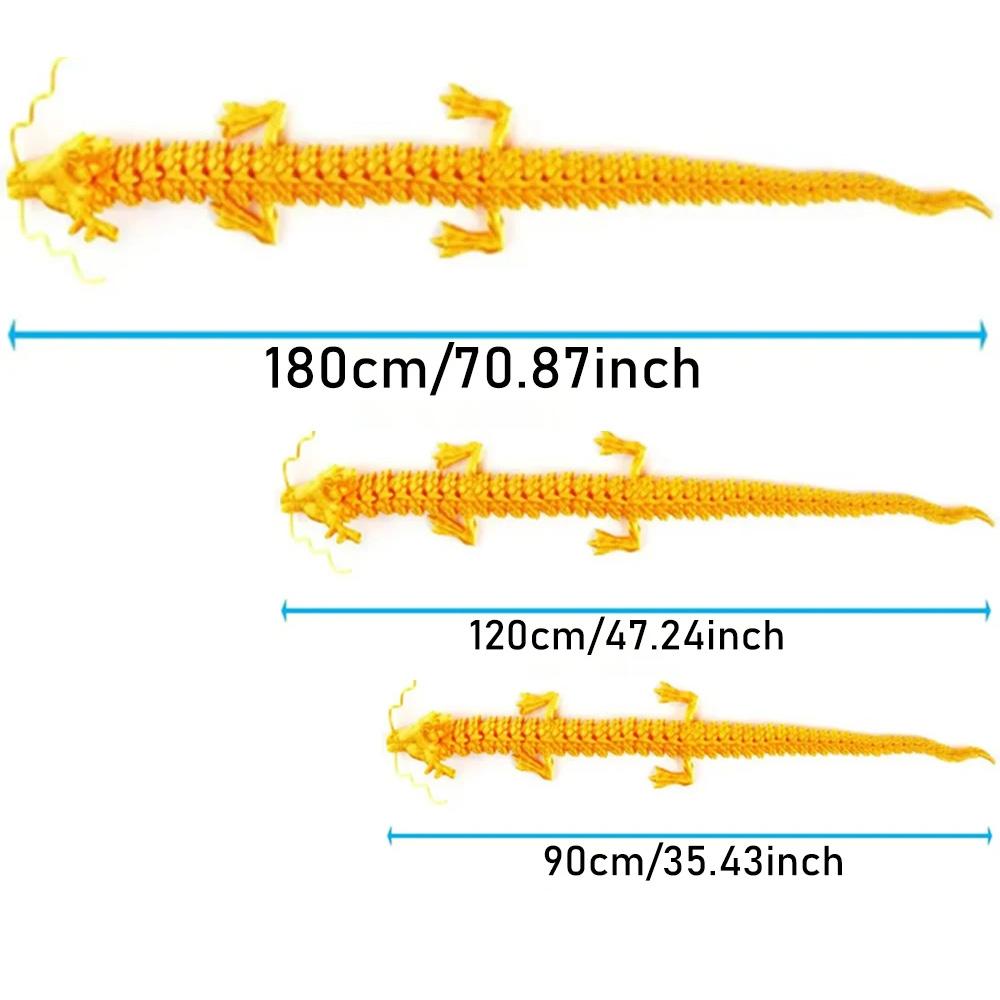 120/180cm Exquisite Chinese Dragon 3D Printed Flexible Joints Figurine for Desk Car Office Decor Plants Landscaping Decoration