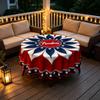Round Tablecloth Polyester Material Star Pattern Freedom Letter Print Suitable for Dining and Party Use Decoration