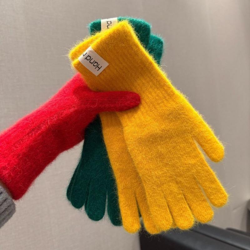 Wind Rabbit Plush Cute Warm Knitted Wool Gloves Long Girl Pink Thickened Soft Cold-proof