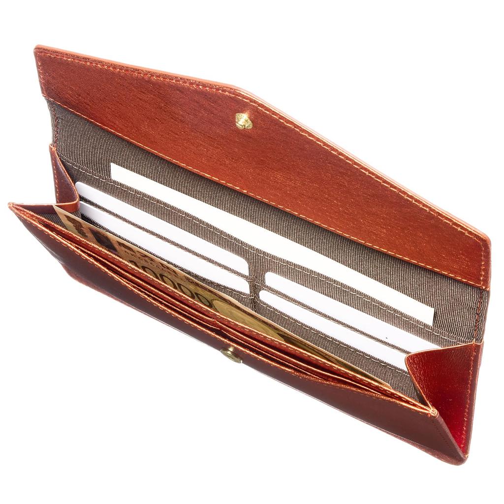 [VOICE] Graffiti Italian Cowhide Leather Women's Ultra-Thin Flap Long Wallet in Gift Box, Orange