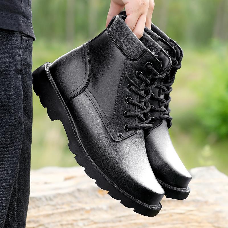 Extra Thick Wool Snow Boots Men's Winter Cold-proof Velvet High-top Cotton Shoes Leather Cotton Boots Outdoor Warm Waterproof Cotton Shoes