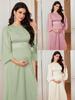 Elegant Flare Sleeve Round Neck Maternity Dress