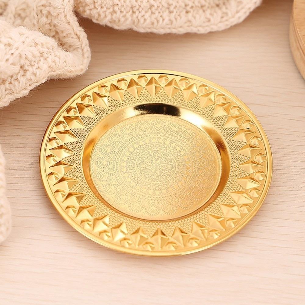 Multi-purpose 10/15/20cm Fruit Plate European Style Golden Dishes Tray Retro Display Tray Home Decor