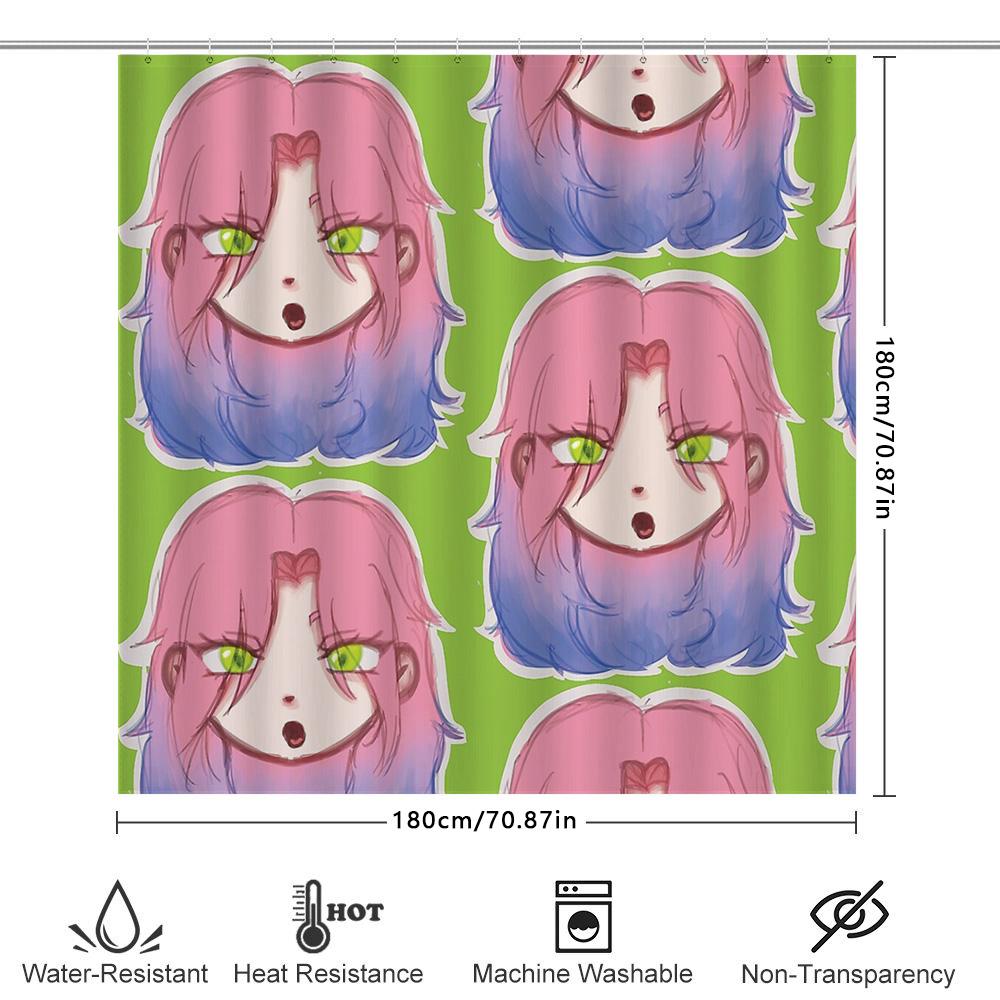 Anime Girl Shower Curtain Cute Kawaii Manga Japanese Decor Bathroom Set Home Decor Anime Room Aesthetic Gift Unique Design