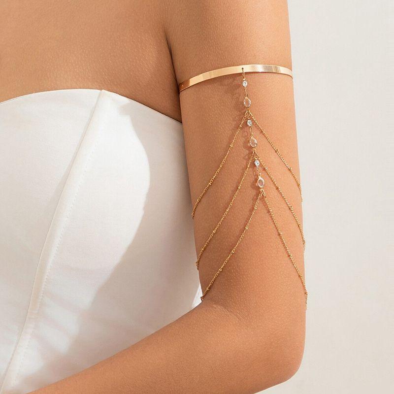 Fashion Wind Upper Arm Ornament Fashion Sexy Multi-Layer Rhinestone Chain Tassel Open Arm Ring Bracelet Women's Accessories