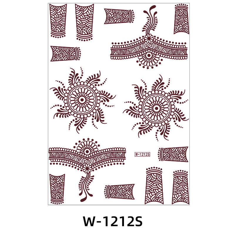 Indian Lace Tattoo Sticker Reddish-Brown Waterproof Tattoo Sticker