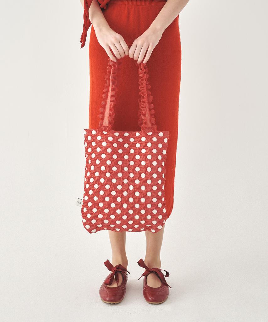 Pleatsmama Polka Dot Shoulder Bag Red