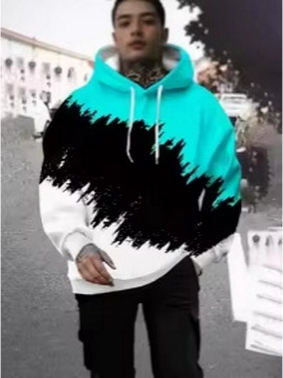 Men's Oversized Retro Harajuku Street Style Hooded Sweatshirt for Autumn/Winter