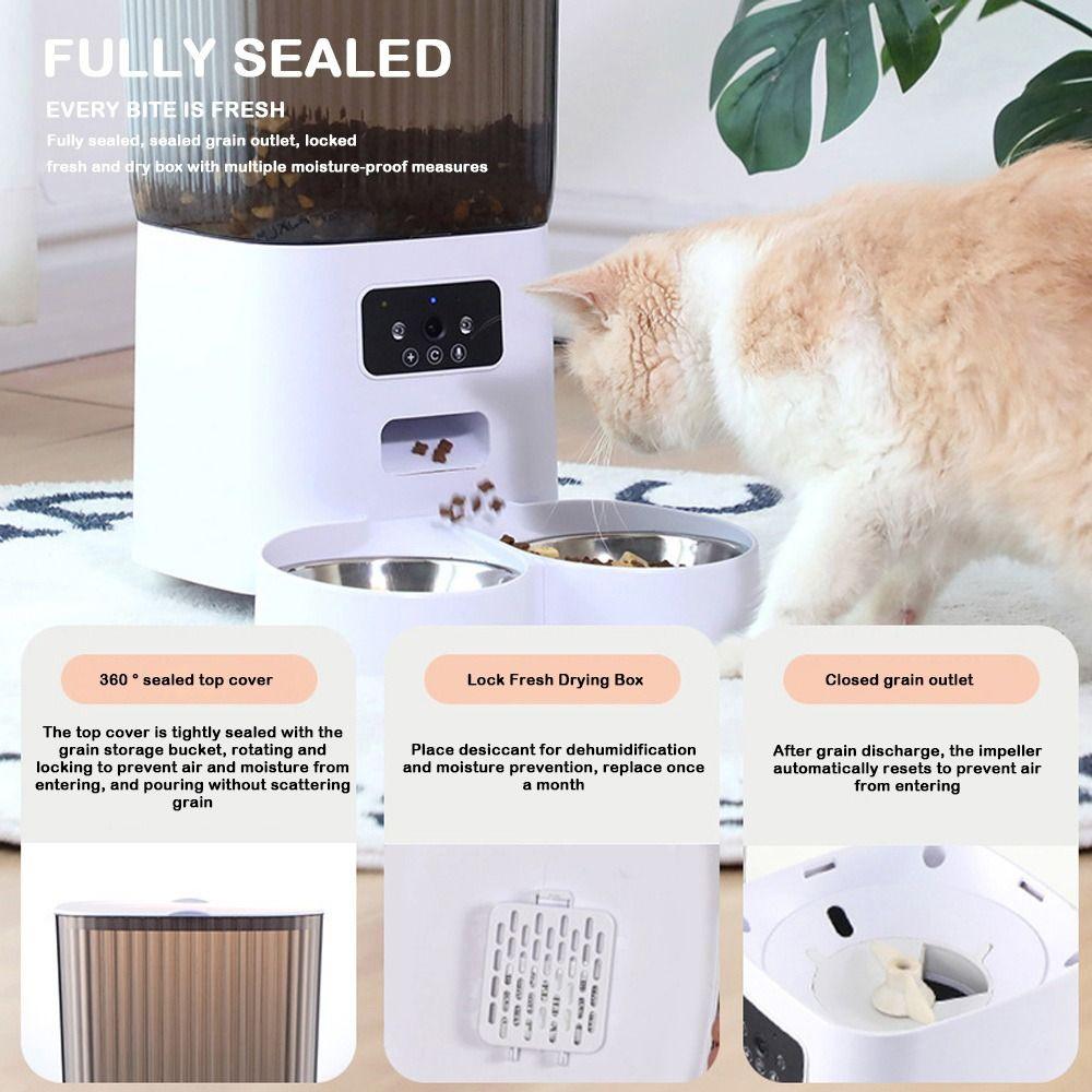 Hranitor automat pentru pisici cu control de la distanță prin WiFi, hranitor automat cu temporizator pentru pisici, distribuitor de mâncare pentru pisici pentru pisici și câini