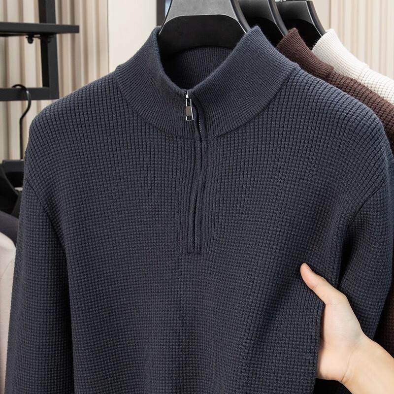 Men's Half-Zip High-Neck Knit Pullover Sweater FXT6809