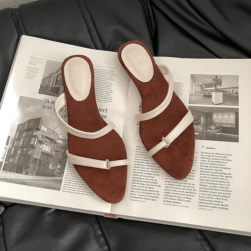 Wedge heel cover toe small cool slippers shoes new summer wear niche thin strap Roman sandals