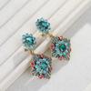 Colorful Geometric Zircon Long Earrings For Women, Sand Plated Vintage High-End Jewelry Gift