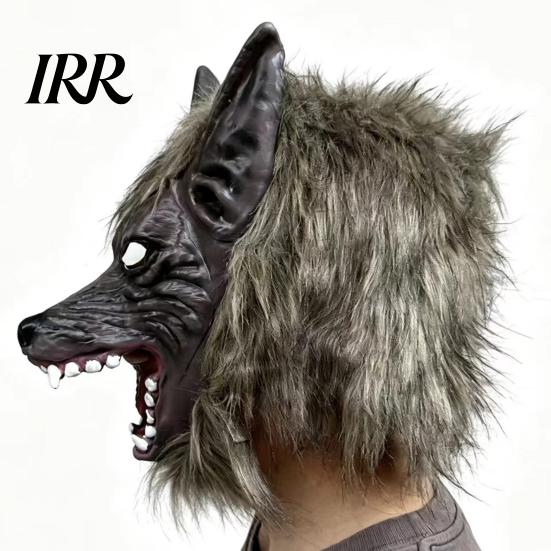 Halloween Mask for Adults Werewolf Full Head Mask, Latex Wolf Cosplay Headgear with Realistic Hair Fur, Party Haunted House Prop, Adjustable