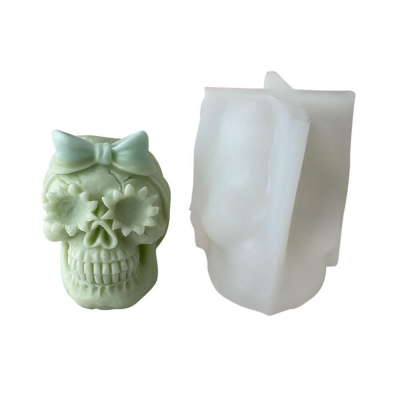 3D Skull Candle Silicone Mold DIY Halloween Decorative Soap Plaster Resin Molds