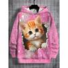Girls Clothes Hoodies Cute Cat 3D Print Child Sweatshirt Autumn Cartoon Clothes for Children Girl Tops Fashion Children Clothes