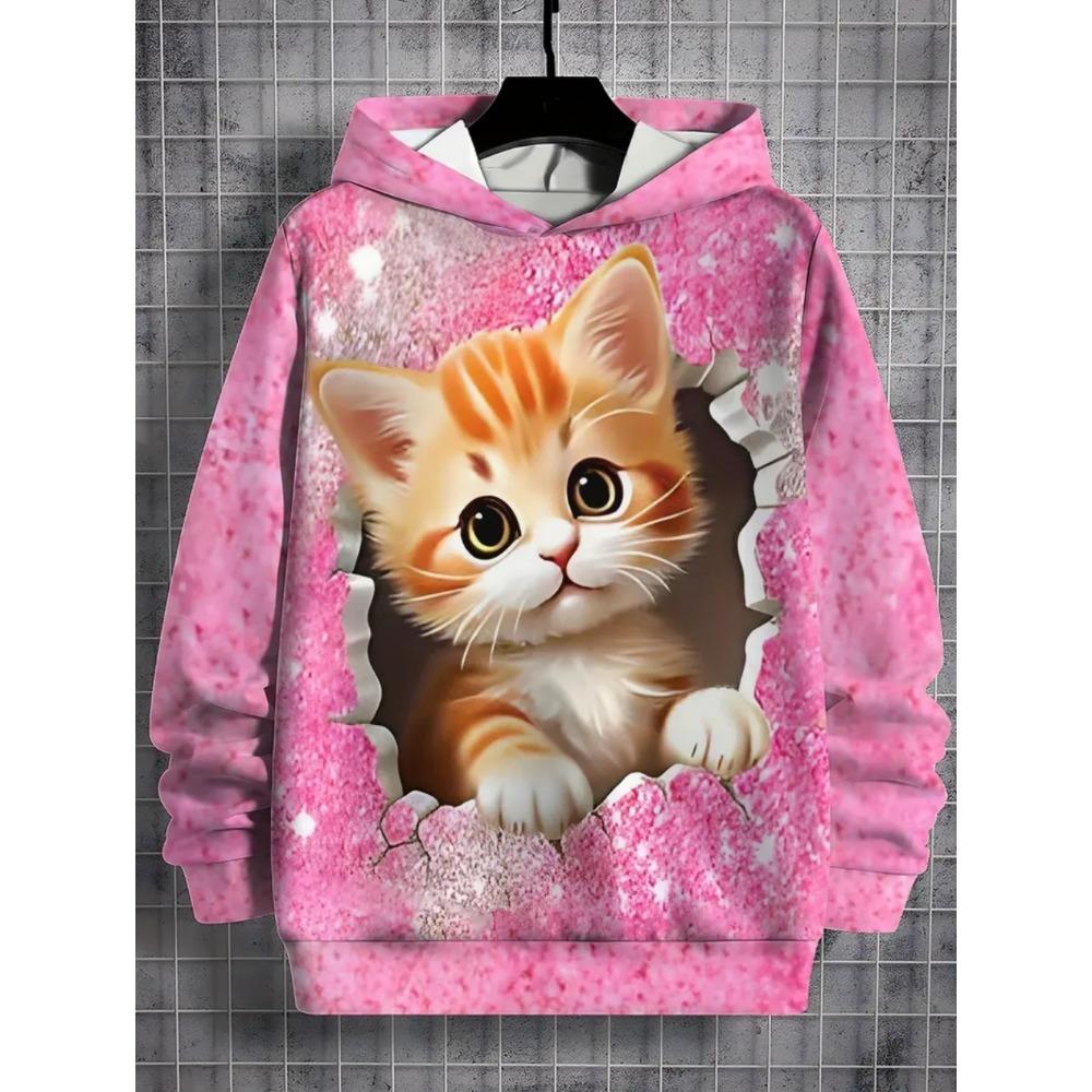 Girls Clothes Hoodies Cute Cat 3D Print Child Sweatshirt Autumn Cartoon Clothes for Children Girl Tops Fashion Children Clothes