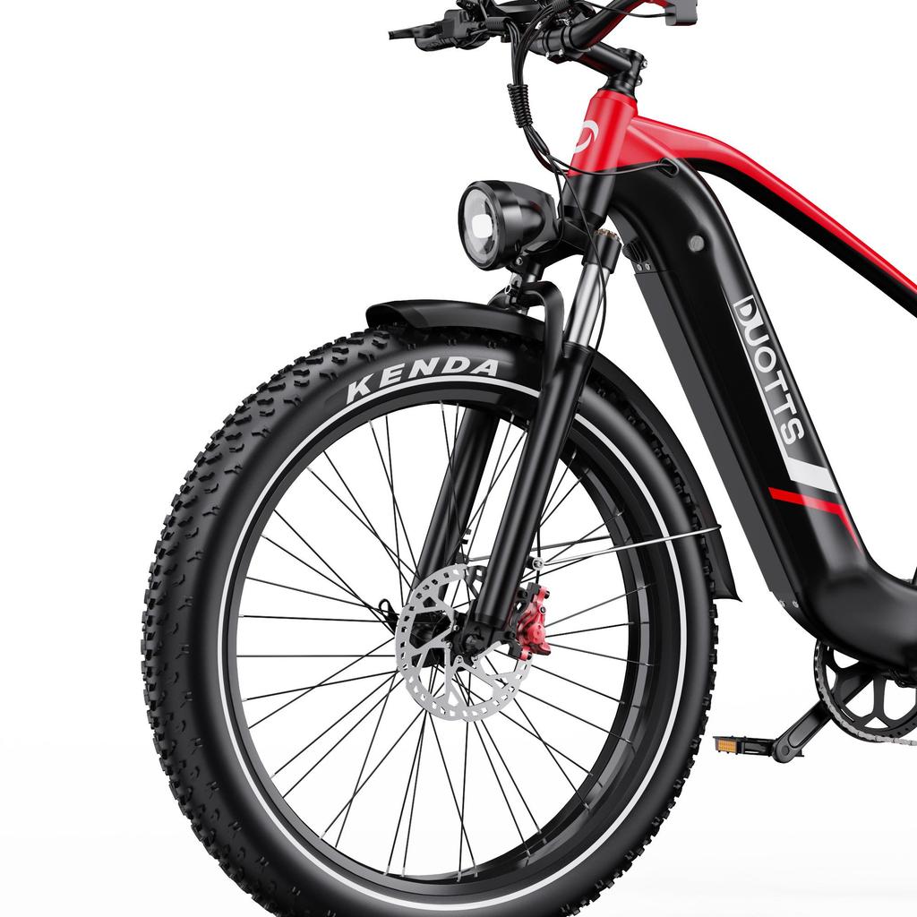 DUOTTS F26 Lite 48V 500W Electric Bike for Adults, 26"x4.0" Fat Tire E-Bike, 45-90km Range, Shimano 7-Speed, Black Red/Silver White