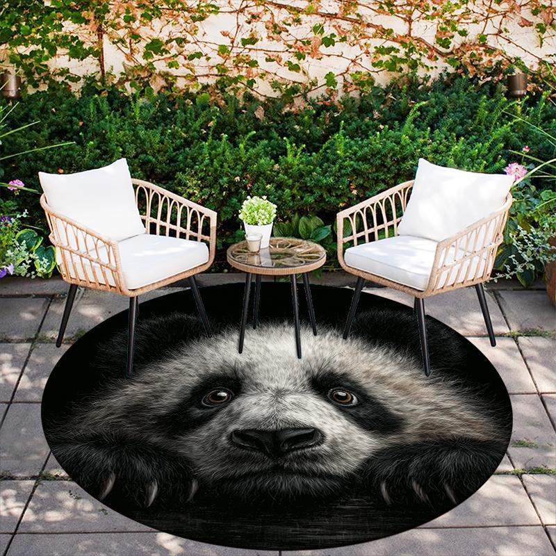Panda close-up pattern round rug,Carpet Rug for Living Room Bedroom  Playroom ,Non-slip Floor Mat,Holiday Gifts and Birthday Gifts.