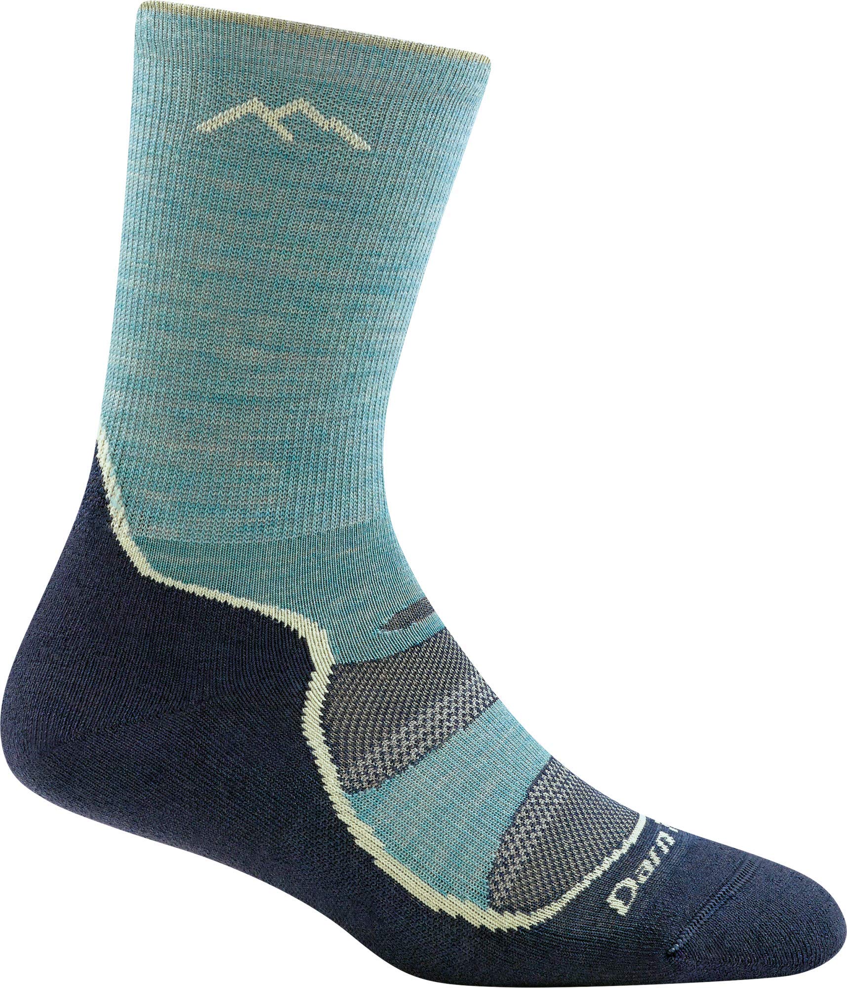 

Darn Tough 1967 Light Hiker Micro Crew Lightweight Cushioned Trekking Aqua Socks, (Emerald Green/Medium/Women s)