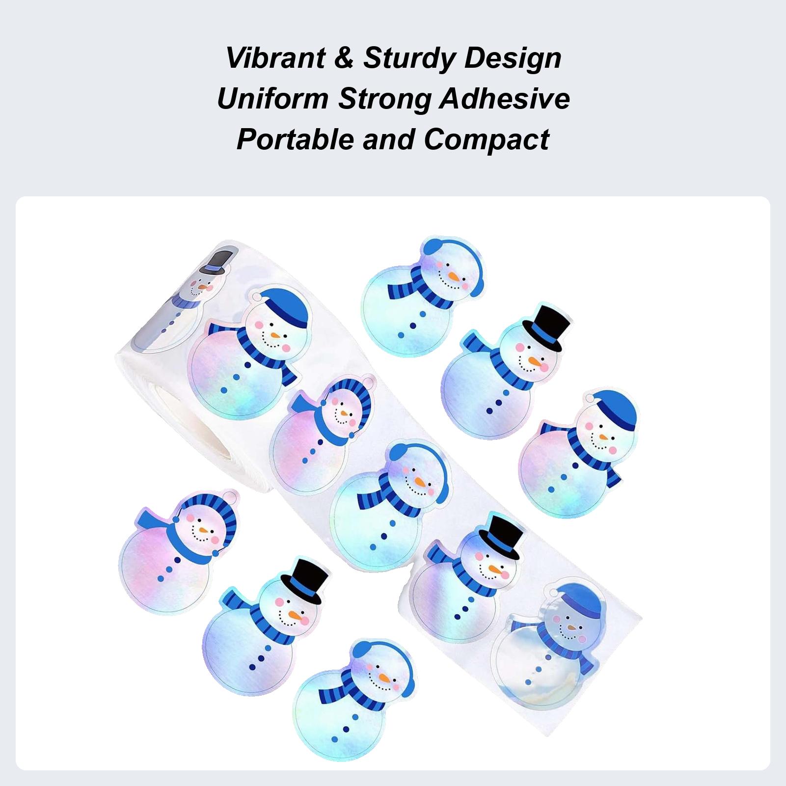 

500 stickers/roll Christmas snowman laser waterproof label stickers, holiday gift packaging decorative stickers China Mainland