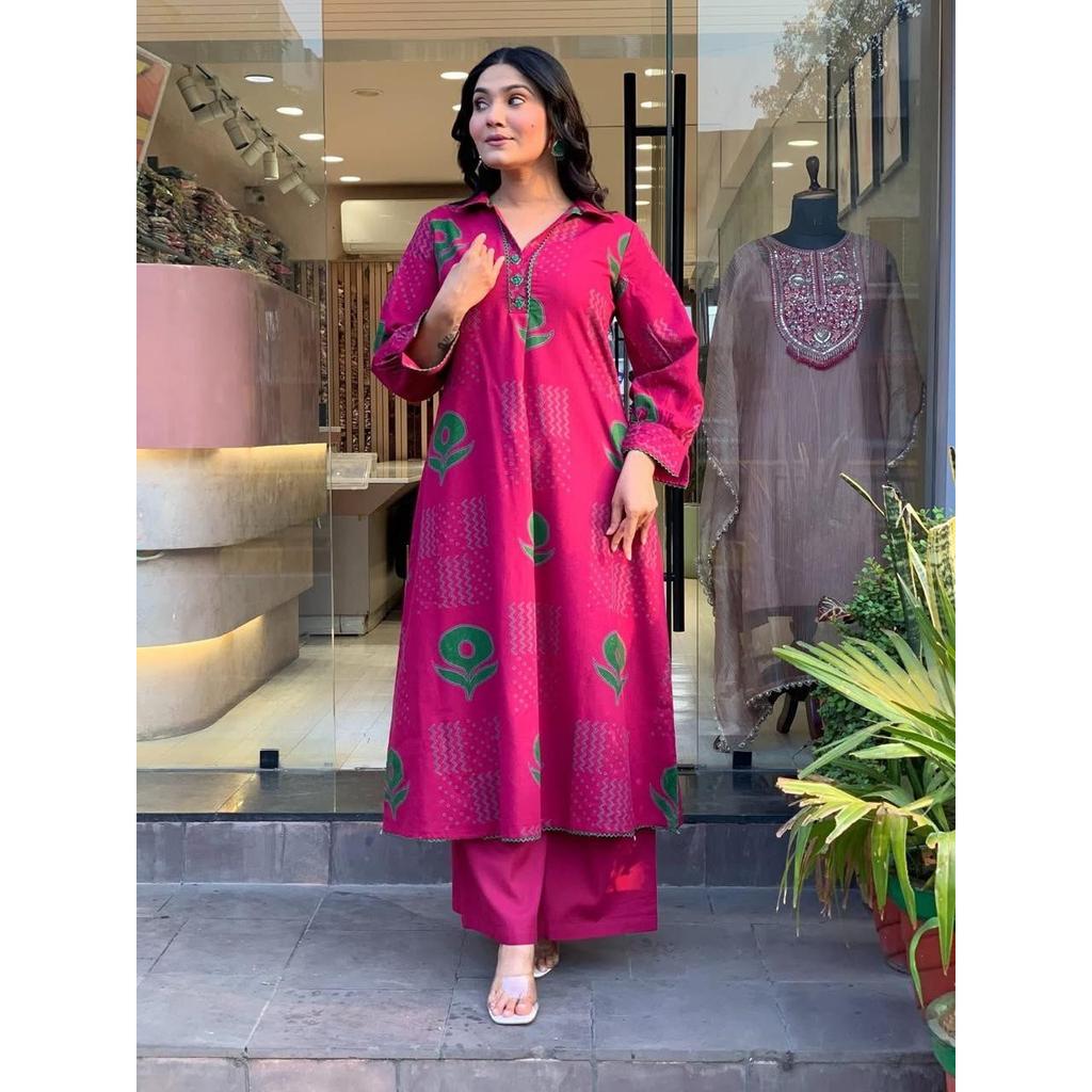 Women's Office Casual Wear Kurti Cord Set Indian Bollywood Ethnic Kurta Pant Set