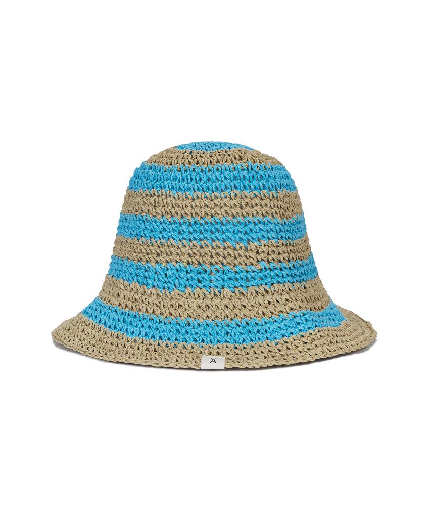 Bajal Striped Paper Bucket Hat Blue