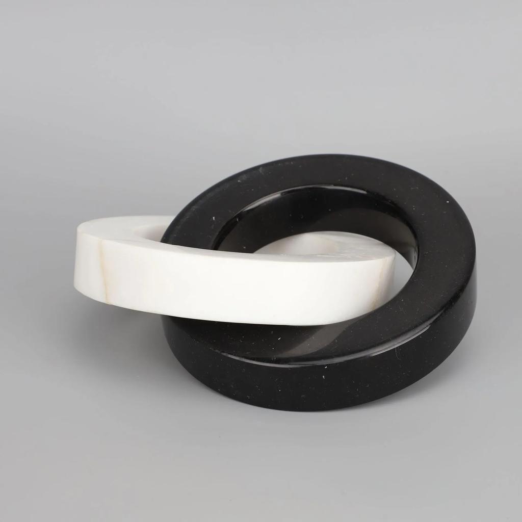Black and White Marble Circular Knot Statue, Desktop Decoration, Creative Rope Knot Sculpture, Home Decoration Ornaments