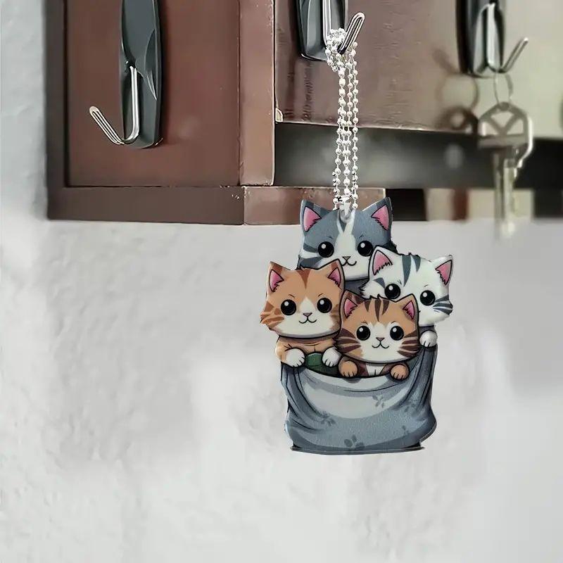 Adorable Acrylic Cat Hanging Ornament For Car Interior Decoration Cute Cartoon Style