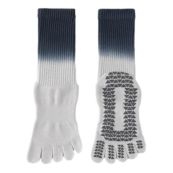 

1 Pair Yoga Toe Socks with Non-slip Gripper Moisture Wicking Mid-calf Socks Women Ballet Dance Pilates Cotton 5-Toe Crew
