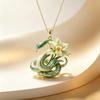 Vintage Jade Orchid Spirit Snake Light Luxury Keychain Pendant Elegant Snake Pendant Necklace For Girlfriend Jewelry Gift