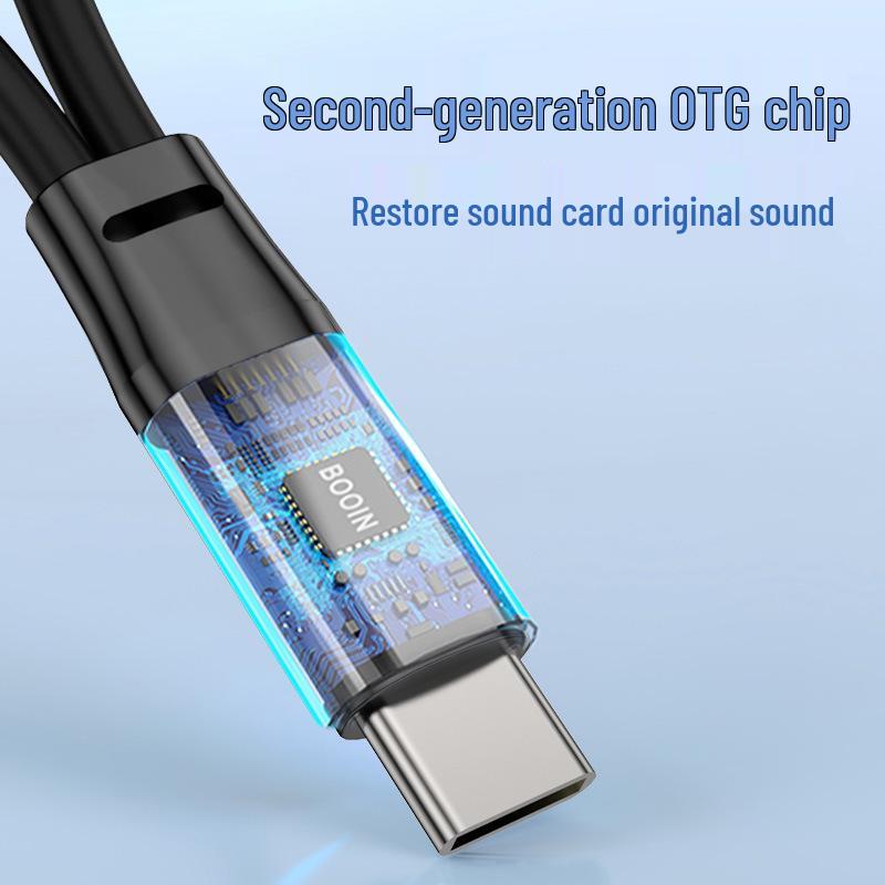 OTG Adapter Cable: Type-C to USB Live Sound Card with Dual C Charging
