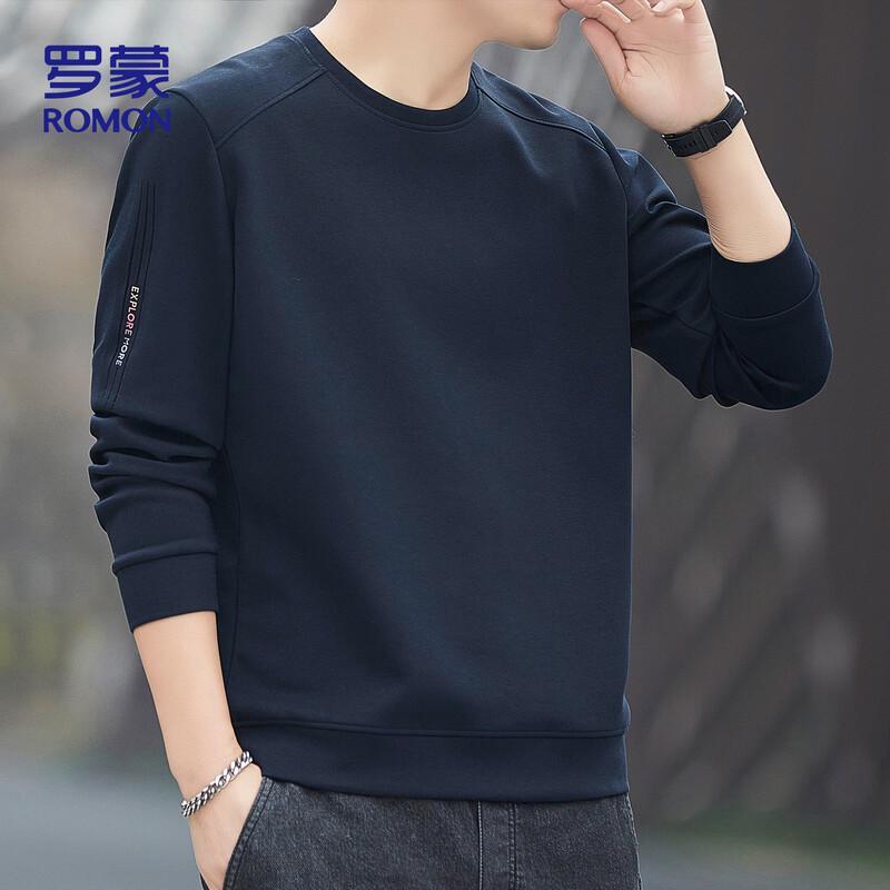ROMON Men's Round Neck Loose Casual Long Sleeve Sweatshirt 7507