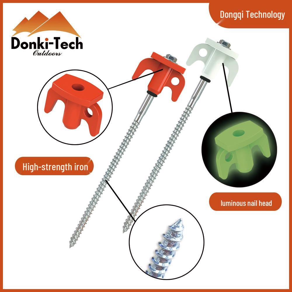 Fluorescent Spiral Tent Stake - Hexagonal Awning Anchor for Camping
